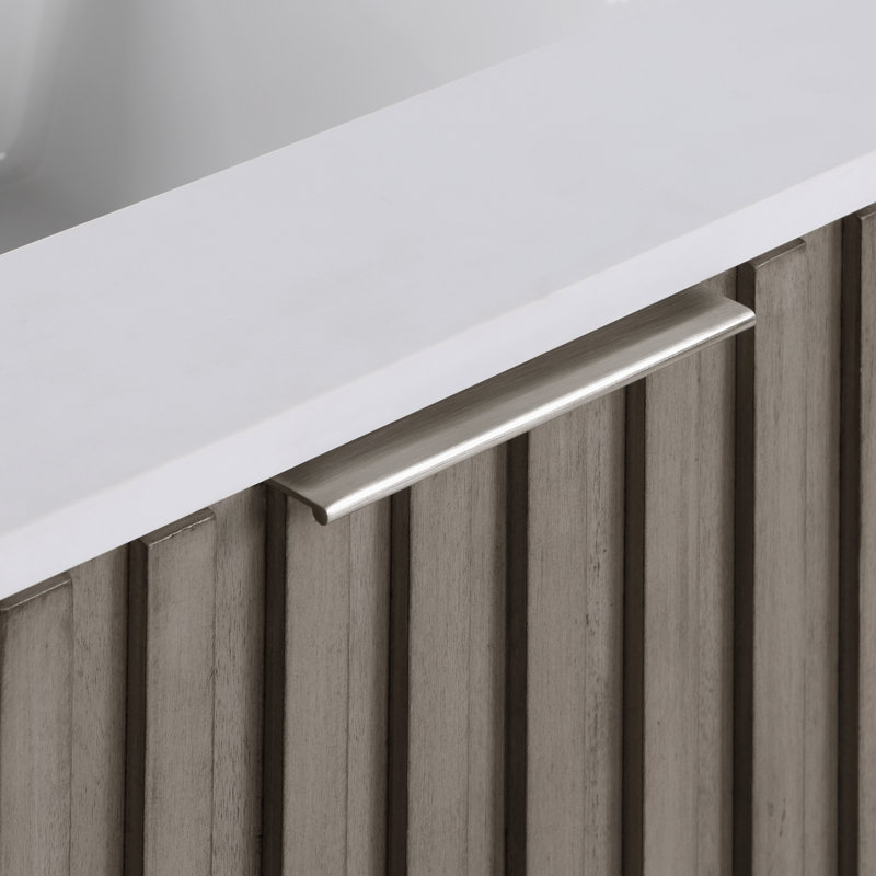 Terra 30'' W Single Vanity, White Quartz/Single Faucet Mount, Cashmere Gray, Brushed Nickel