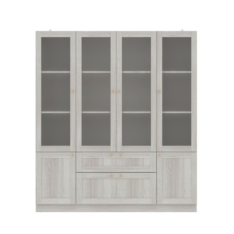 71'' H X 63'' W 2-Drawer Bookcase With Frosted Glass Doors