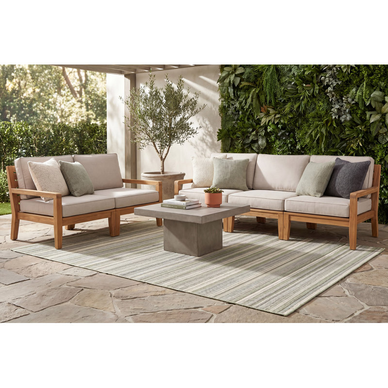 Tapis intérieur / extérieur vert / gris Kopp, Rectangle 3 pi 11 po x 5 pi 7 po