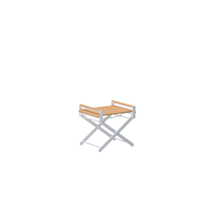 OSKAR - Folding Side Table/Ottoman - Mat Blanc Frame - Synteak Top