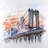 Bridge sketch - 32"x32" art on canvas