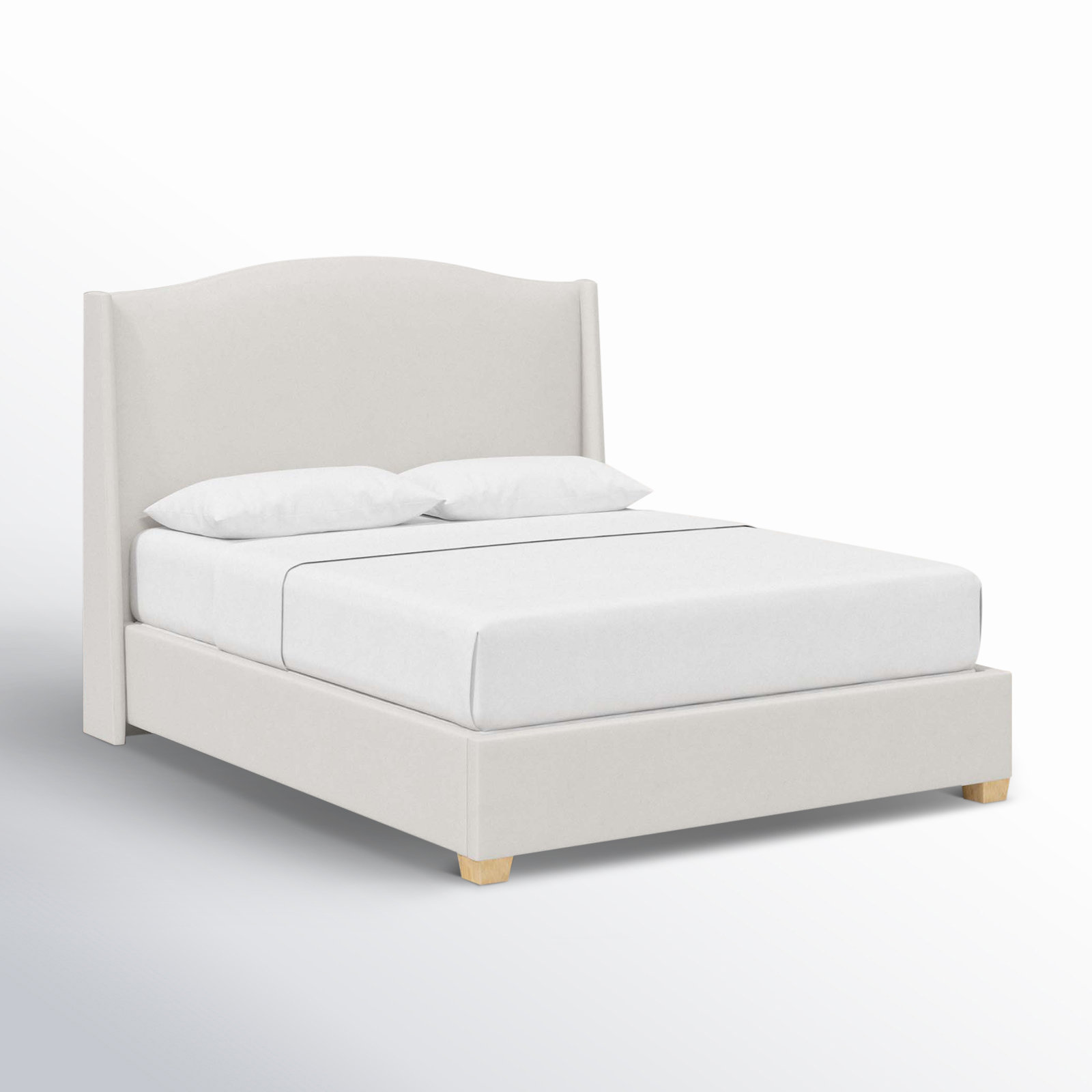 Allis Wingback Platform Bed, King, Bella Light Gray Performance Velvet