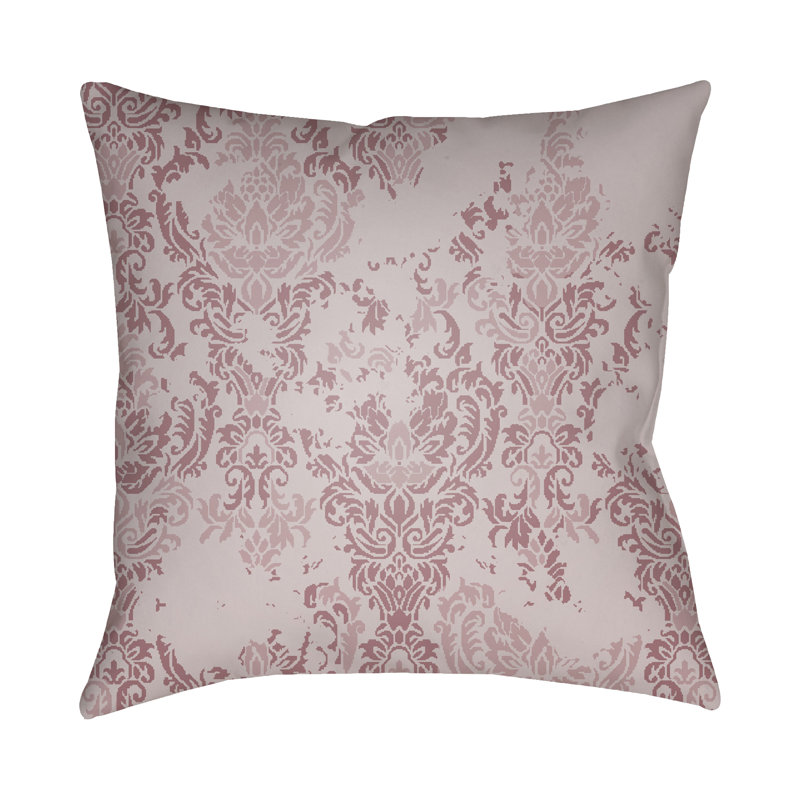 Damask Throw Pillow, 18" H x 18" W x 4" D, Pink
