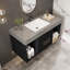 Meuble-lavabo moderne peu encombrant avec lavabo en céramique, plateau en faux marbre