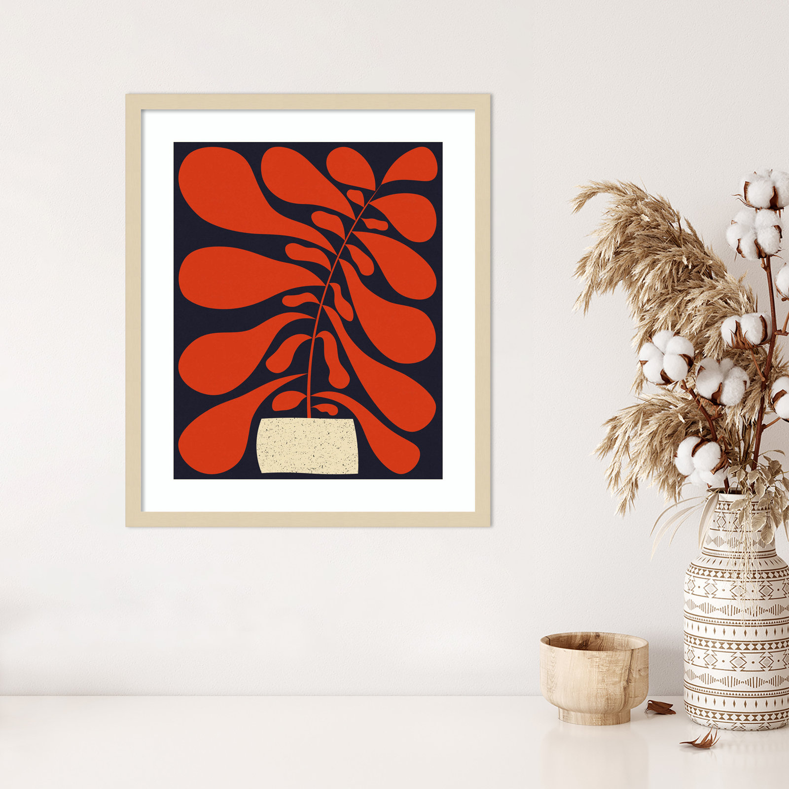Lynne "Lazy Plant No. 1" Print, 25" H x 21" W, Brown 