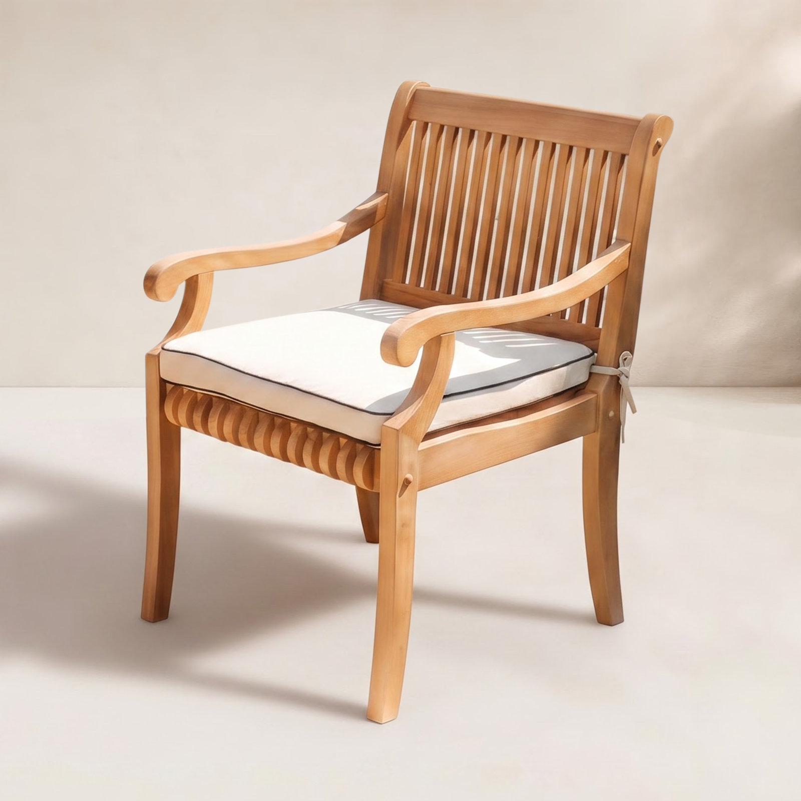 Summerton Patio Dining Armchair with Cushion, Taupe with Black Piping