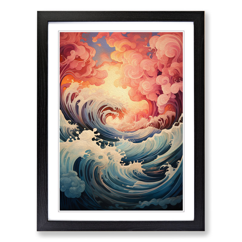 Wave Modern Baroque - Single Picture Frame Print on Wood, Black Framed, 34cm H x 25cm W