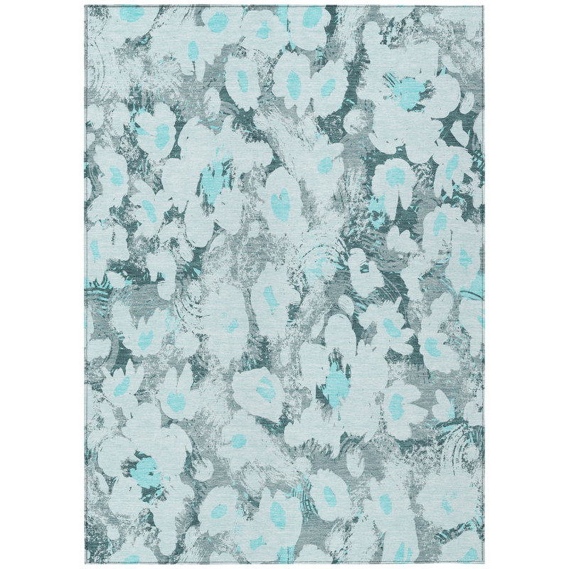 Tapis extérieur lavable antidérapant 3 pi x 5 pi bleu sarcelle