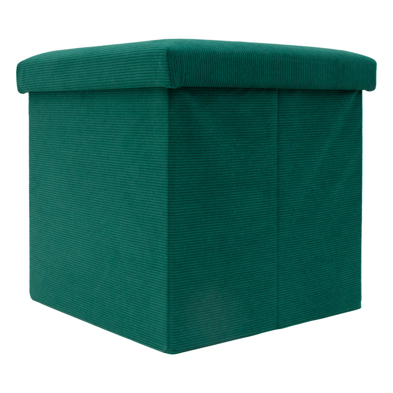 Rowel 38cm Wide Square Solid Colour Footstool Ottoman with Storage, Dark Green