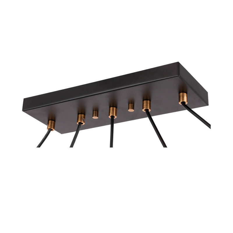 Luminaire suspendu géométrique 5 lumières grappe Luverne, Laiton antique / Bronze