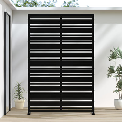 71"x47" Black Metal Outdoor Privacy Screen