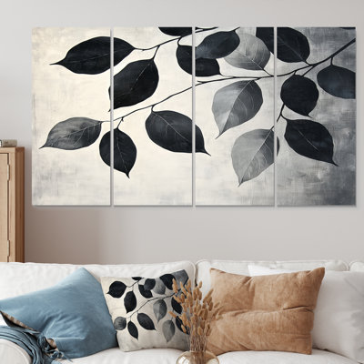 «Black Leaves Shadow» par Silhoutte IV - feuilles, art mural - décoration murale traditionnelle