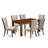 7 Piece Modern Dining Table Set Consist of a Rectangle Rustic Wood Wooden Table and 6 Light Tan Linen Fabric Upholstered Chairs, 36x60 Inch, Natural-373298079-310976567