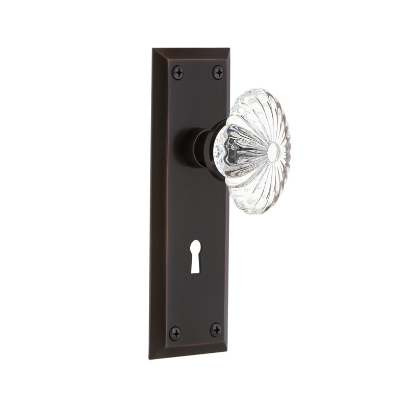 New York Fluted Oval Interior Mortise Door Knob, Timeless Bronze