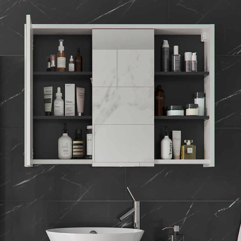 Bostyn 100cm x 75cm Surface Mount Mirror Cabinet, White