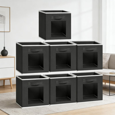 Foldable Storage Cubes With Clear Window - Fabric Organizer Bins For Closet, Shelf, And Home Organization, Sturdy Non-Woven Design With Handles, 8-Pack