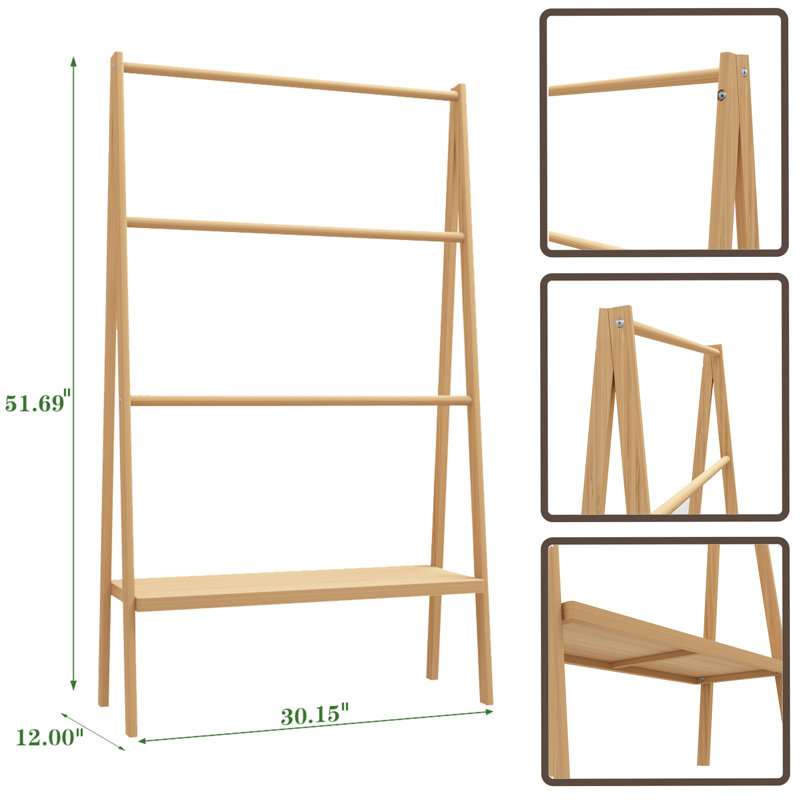 Porte-serviettes sur pied en bois 0