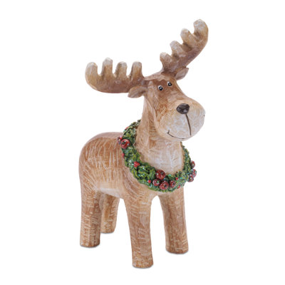 Woodland Reindeer Figurines with Wreath