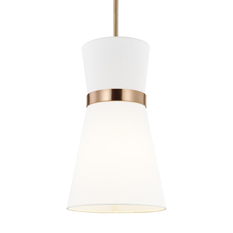 Luminaire suspendu cloche à 1 lumière Clark, Laiton satiné / blanc, Laiton satiné