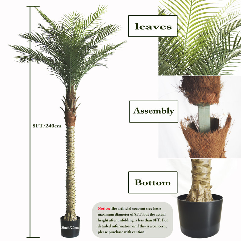 8Ft Artificial Palm Tree, 96'' H x 12.99'' W x 9.84'' D