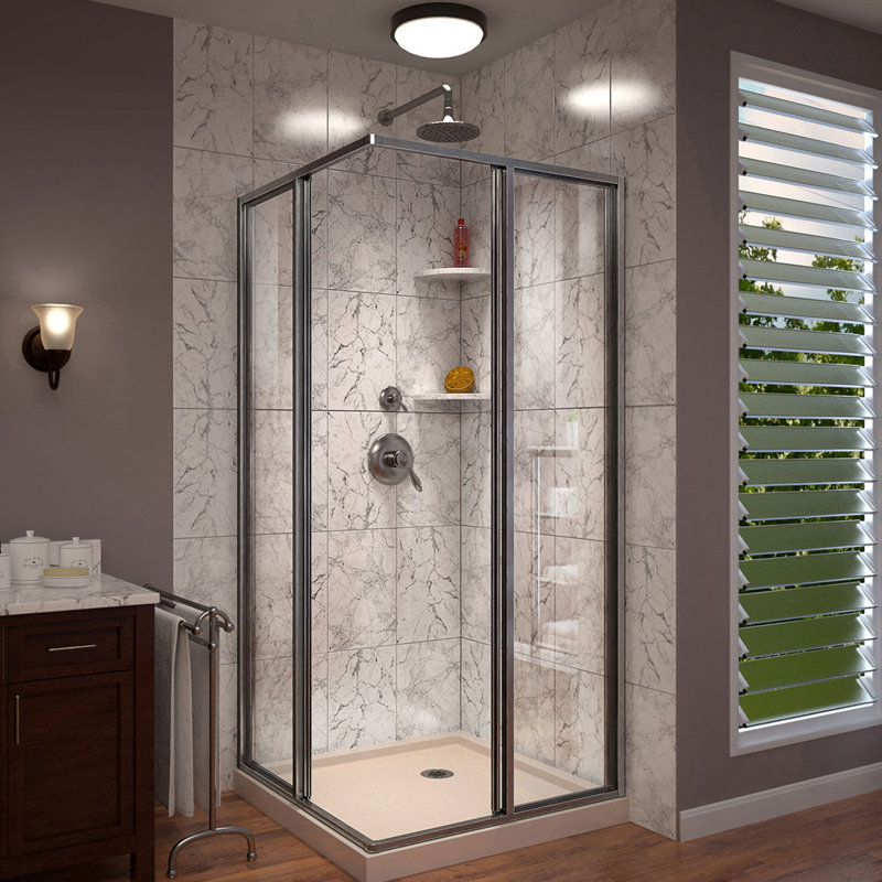 DreamLine Cornerview 36 in. D x 36 in. W x 74 3/4 in. H Framed Sliding Shower Enclosure, Brushed Nickel