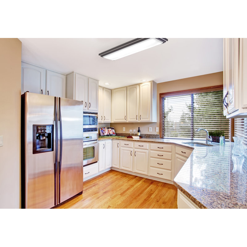 Brown Wood and Glass LED Flush Mount Ceiling Light