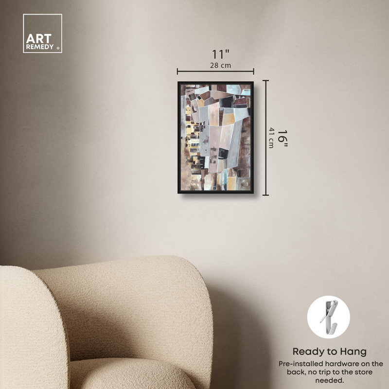 Art moderne, toile moderne d'art moderne, Cadre flottant noir, H 16 po x l 11 po