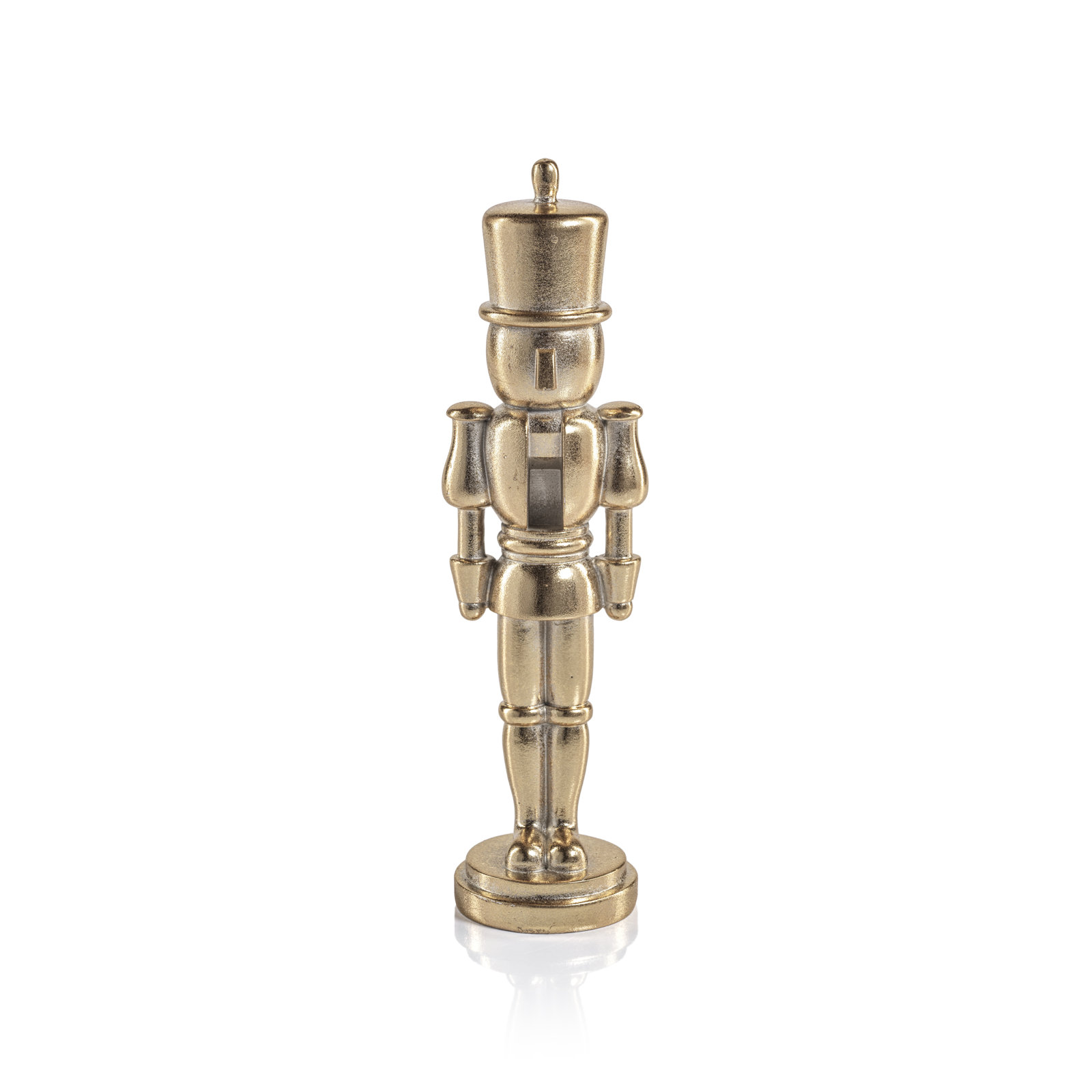 2-Piece Metallic Nutcracker Figurine Set, Gold, 9" H x 2.25" W x 2.25" D