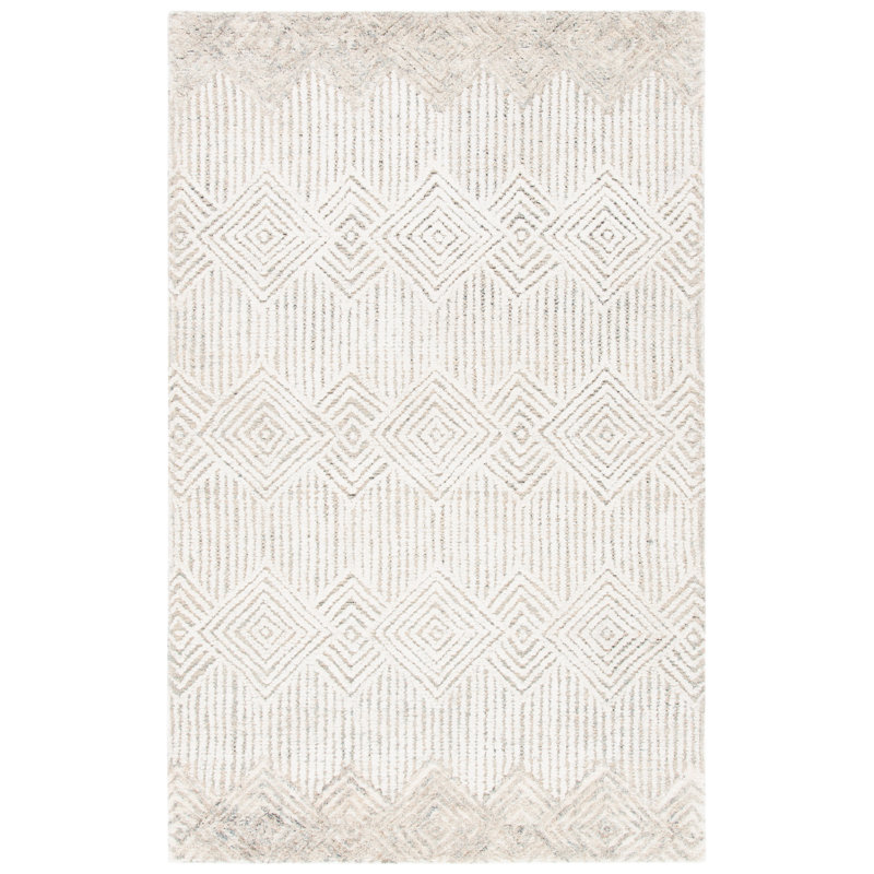 Metro Hand Tufted Wool And Cotton With Latex Geometric Rug, Rectangle 3' x 5'
