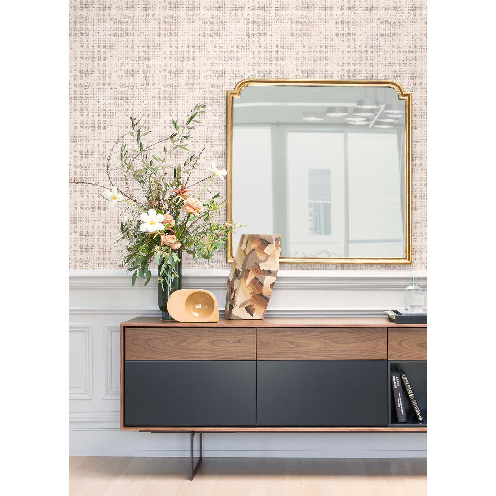 Celeste Modern Geometric Wallpaper, Rose Gold
