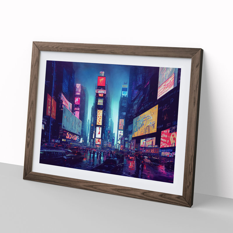 XH1022-6202X Modern Times Square Art Vol.1 - Single Picture Frame Print, 25cm H x 34cm W x 2cm D, Walnut Framed