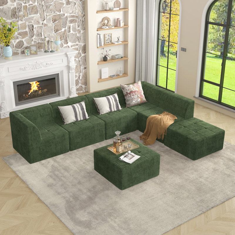 Modern Minimalist Style Ottoman, Green