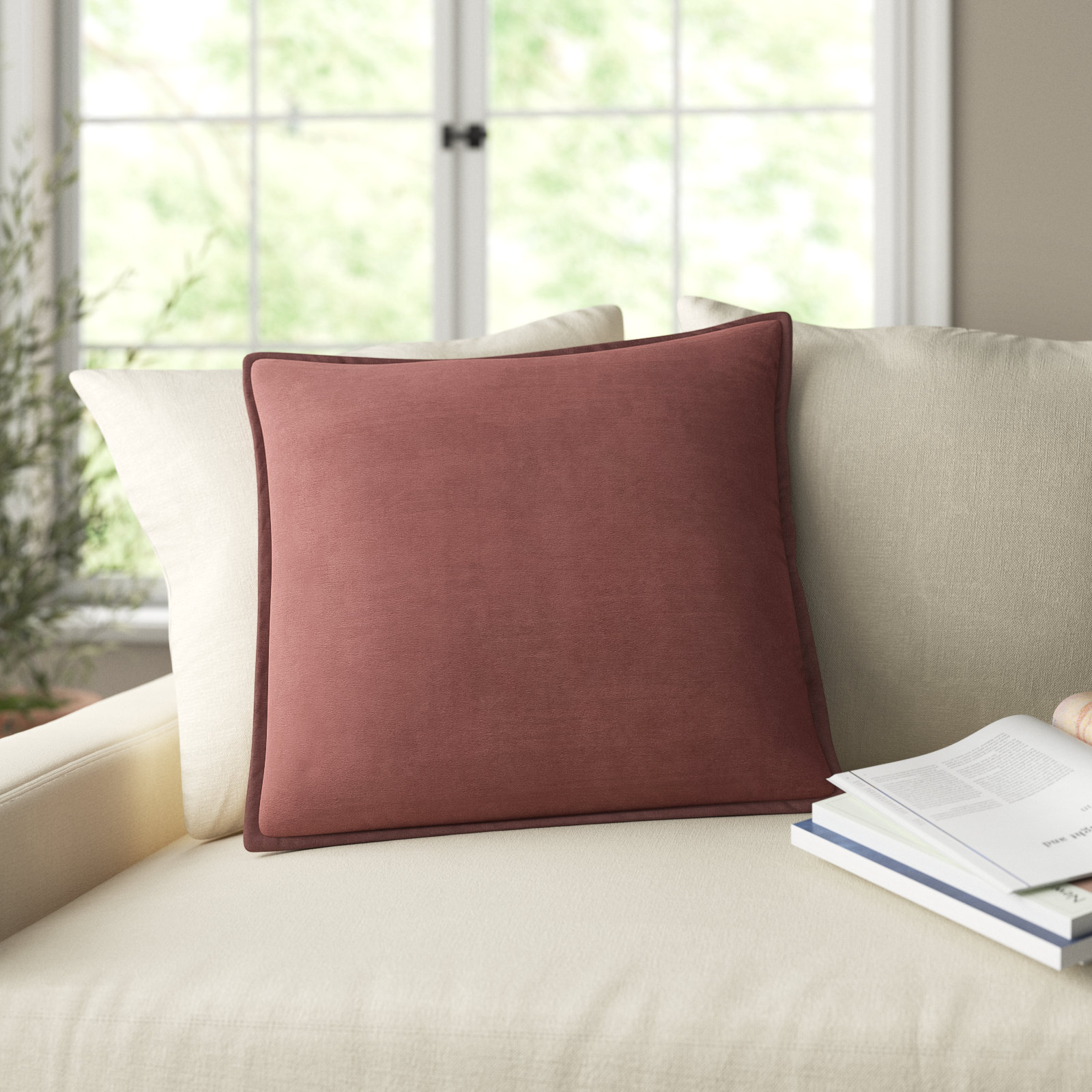 Norwin Cotton Pillow Cover, 18" x 18", Rust