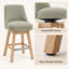 Tabourets de bar de 66 cm avec dossier, ensemble de 2, pivotants à 360°, revêtement en bouclette moderne, verts