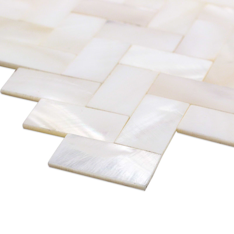 Serene .5x1 Herringbone Polished Pearl Mosaic Tile