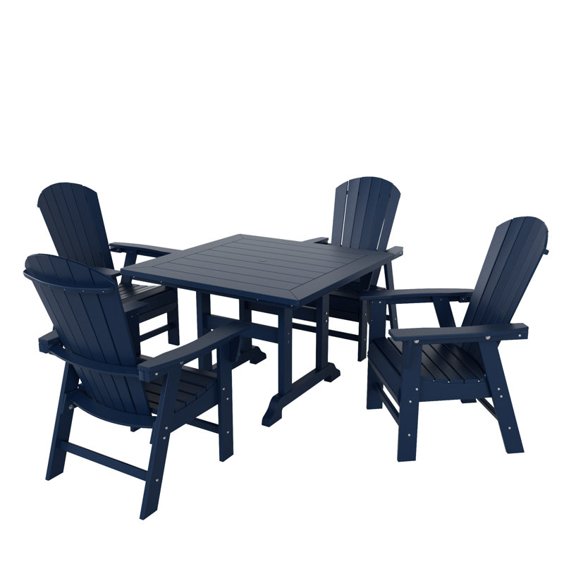 Altura 4 - Person Patio Dining Set with Square Table, Navy Blue