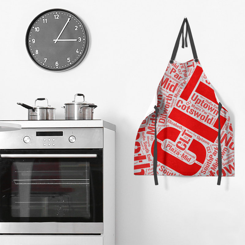 Word Art Bib Apron, Dallas, Red