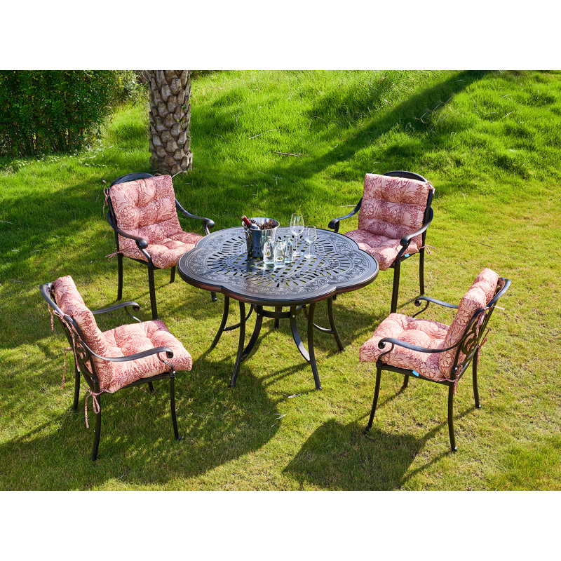 Outdoor 4'' Seat / Back Cushion, Date Red Floral