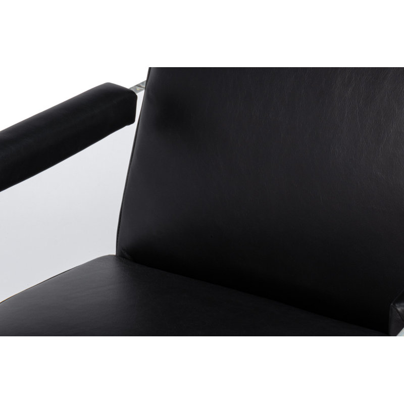 Holloway Leather Armchair, Black Genuine Leather