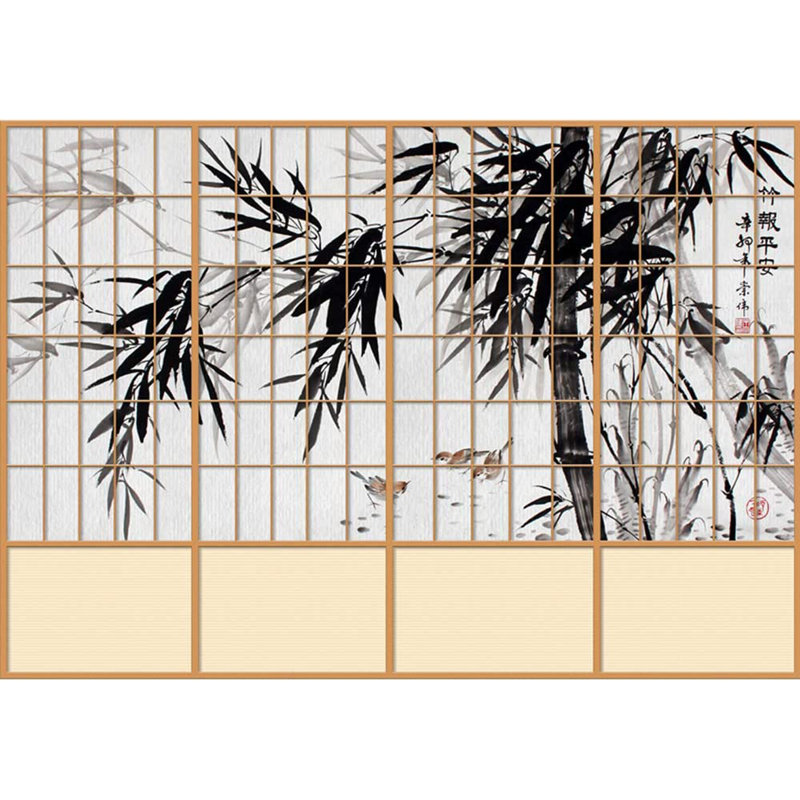 Panneau mural japonais en bambou, L 100 po x L 144 po