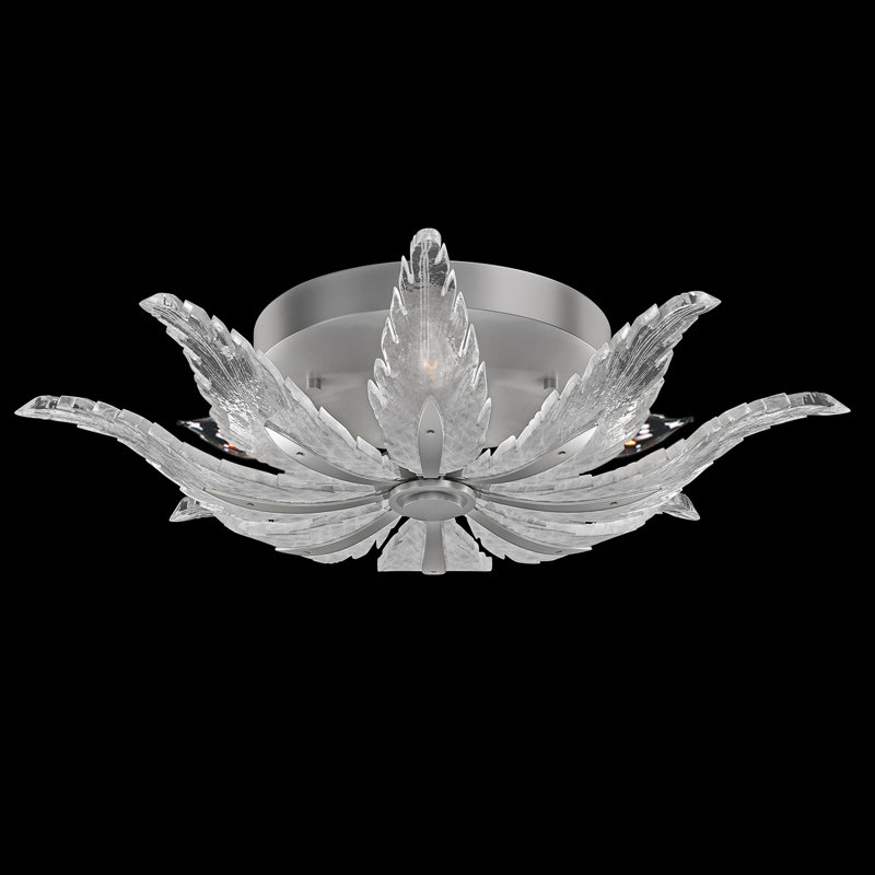 Plafonnier encastré rond 28 po Plume, Argent, Transparent