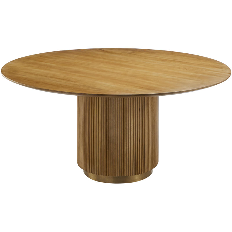 Mooney Round Mango Wood Dining Table with Ribbed Edges