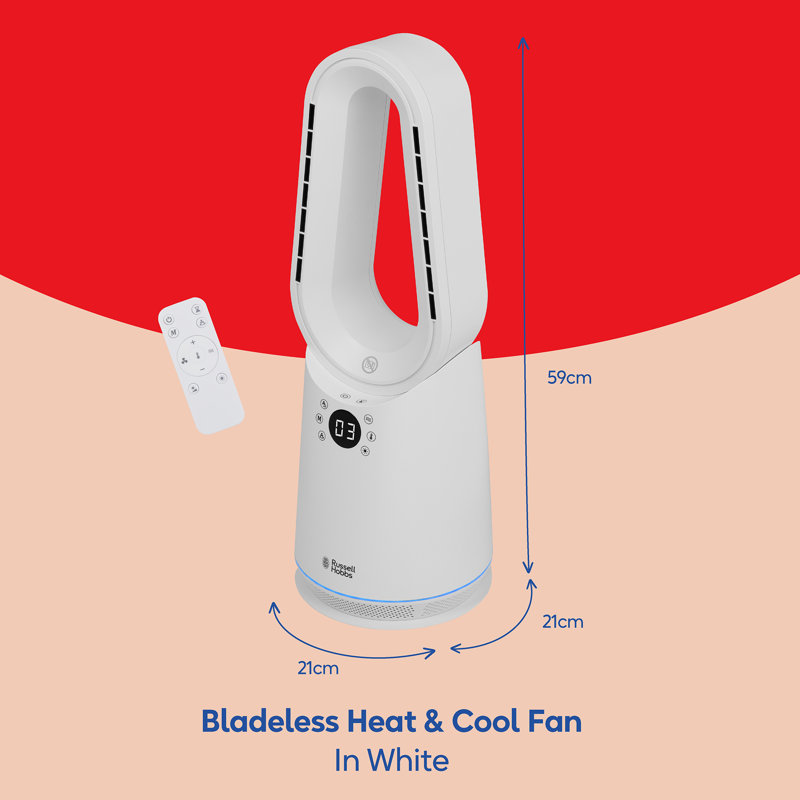 Russell Hobbs RHCBLDL3IN1, Bladeless Heat and Cool Fan in White