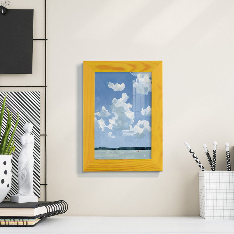 «Juillet Lakeside I» sur papier, H 8 po x l 6 po x P 1 po, Jaune