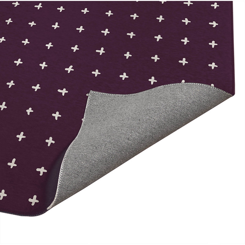 Tapis de cuisine à profil bas Criss, Rectangle 2' x 3', Eggplant Checkered