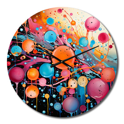 Neon Assemblage II - Abstract Collages Wall Clock