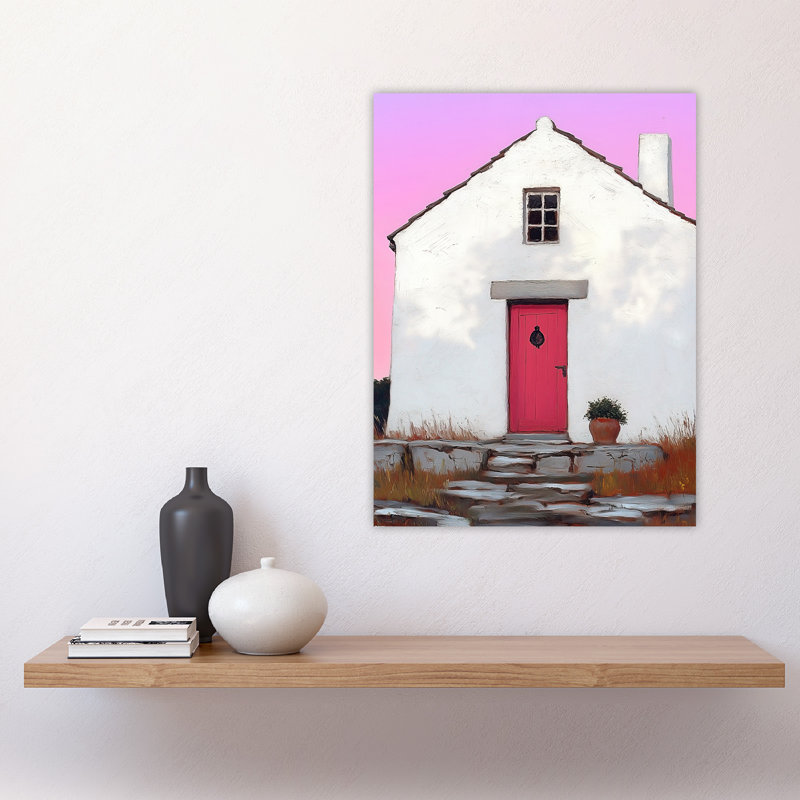 Scottish Bothy Cottage With Front Door Wall Art Print