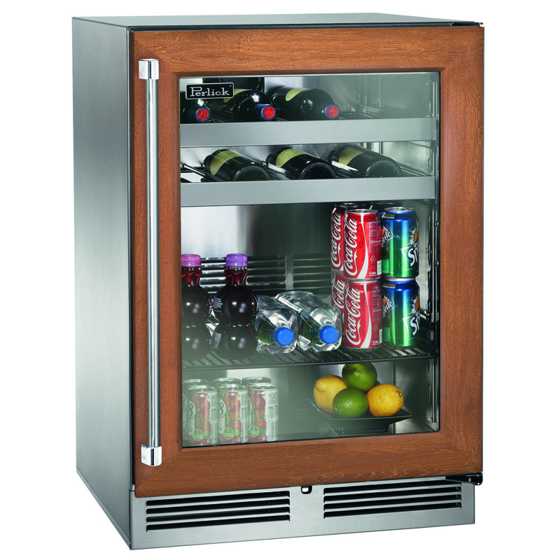 Perlick 23.88'' W Freestanding 62 Cans (12 oz.) 4.8 Cubic Feet Beverage Cooler with Wine Storage, Right