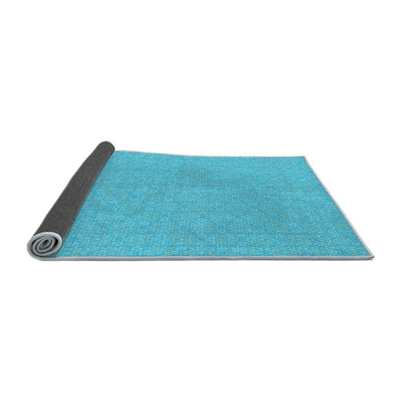 Tapis géométrique en laine turquoise, Rond 6 pi