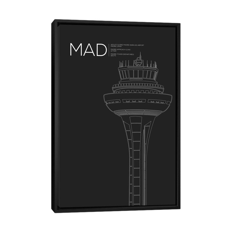 «Mad Tower, Madrid, Espagne» par 08, impression sur toile, H 26 po x l 18 po x P 1,5 po, Toile avec cadre noir, Aucun mat